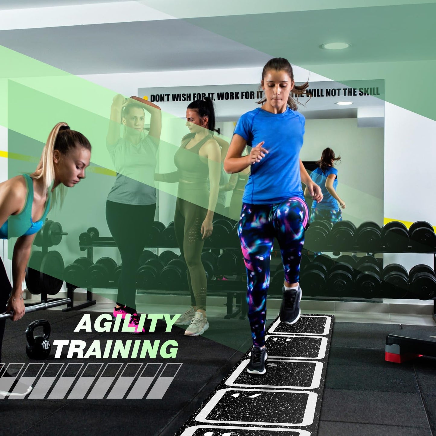 WinnerWhy 15 ft Rubber Agility Ladder Non-Slip Rubber Speed Agility Training Ladder Pad for Soccer Football Footwork Training Equipment for Fitness Boxing Sports Quick Exercise Gym Workout