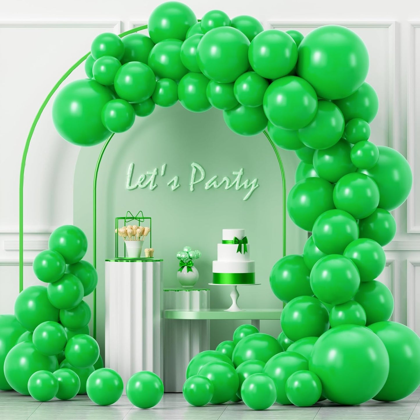 YAOWKY Green Balloons Kit - 100PCS Latex Balloons in 5, 10, 12, 18 Inches | Perfect for Parties & Events