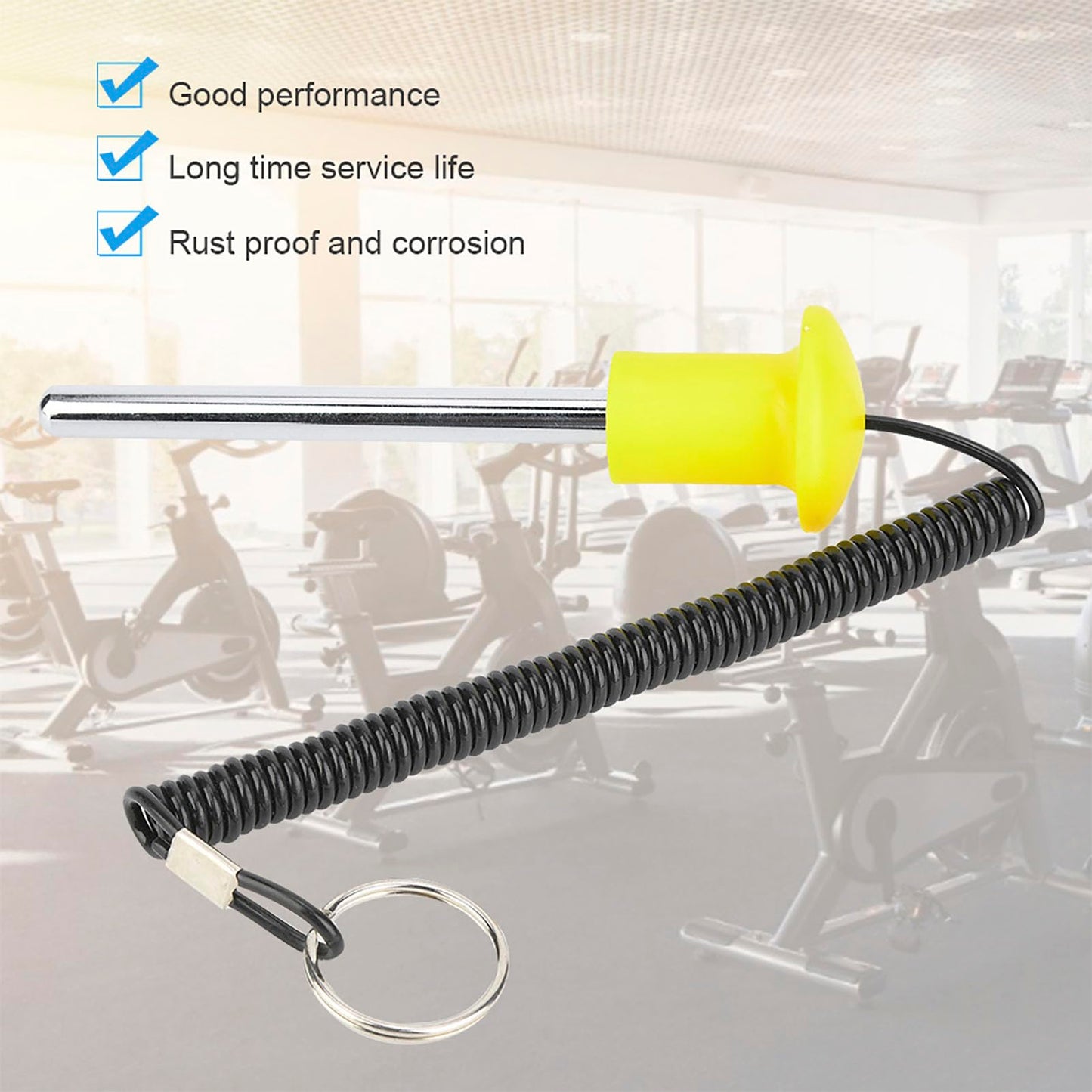 Luatoxry Dropset Pins, Magnetic Weight Stack Pin, Yellow Drop Pins for Weight Lifting, Stainless Steel Weight Pins for Weight Stack Machine for Training Fitness, 1Pcs, 0.39x4.13in