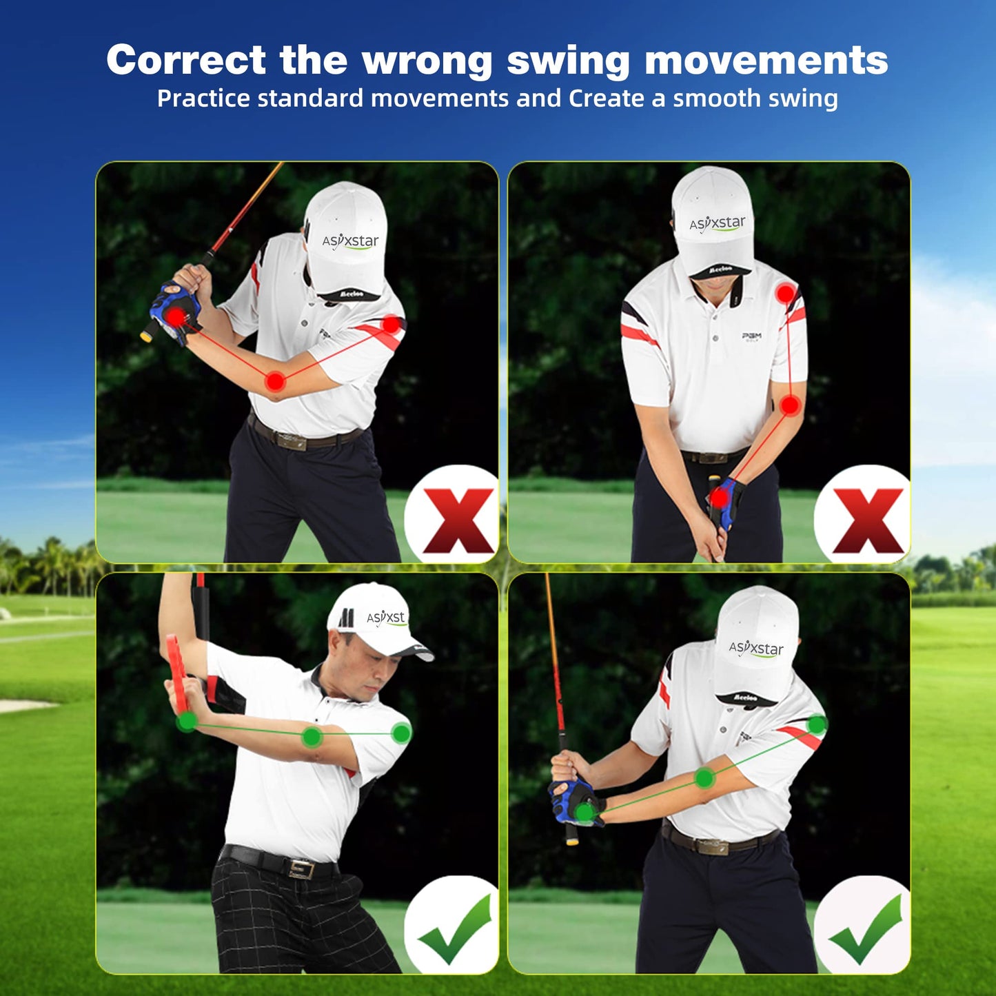 Asyxstar Golf Swing Trainer Aid - Golf Swing Training Aid,Golf Posture Correction Improving Gesture Golf Training Equipment, Golf Spinner Swing pro Plus Golf Trainer