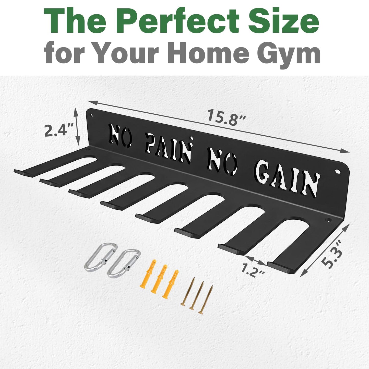 WIPHANY Home Gym Accessories Organization Storage Rack Equipment For Home 8 Hook Wall Hanger Display Gear Barbells Resistance Bands Jump Ropes Lifting Belt Hanger Accessories Hardware Included