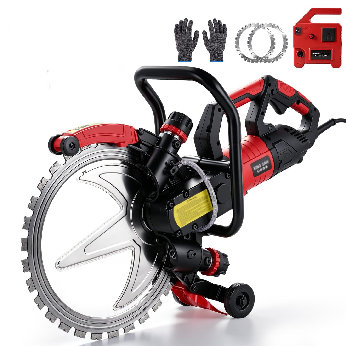 YUCHENGTECH Concrete Ring Saw 16" Toroidal Electric Cutting Saw Concrete Cutter 8980W/110V With 2 Saw Blades & Wet Cutting System for Cutting Concrete/Bricks/Rebar/Marble, Max Cutting Depth 11.4"