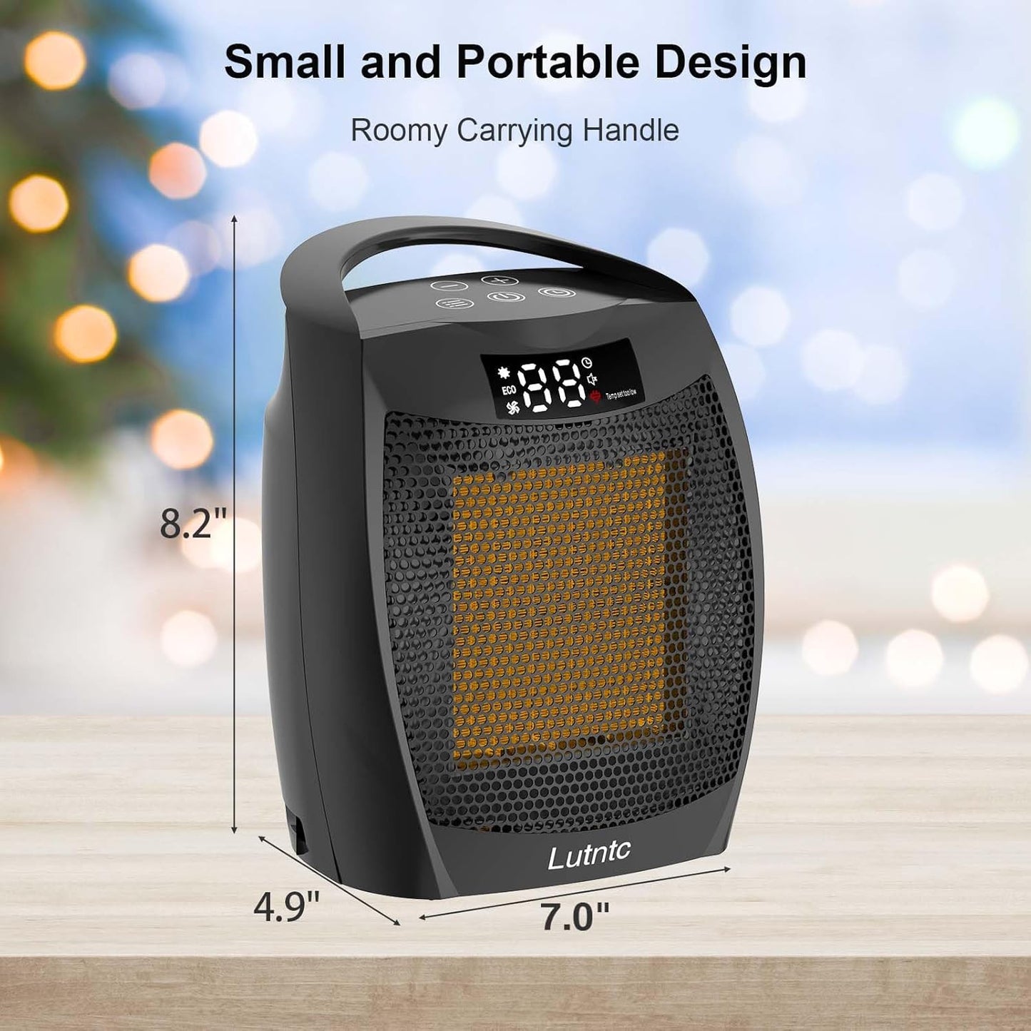 Skiennix Portable Ceramic Space Heater - 1500W Fast Heating with Digital Display & Safety Features | Ideal for Home & Office