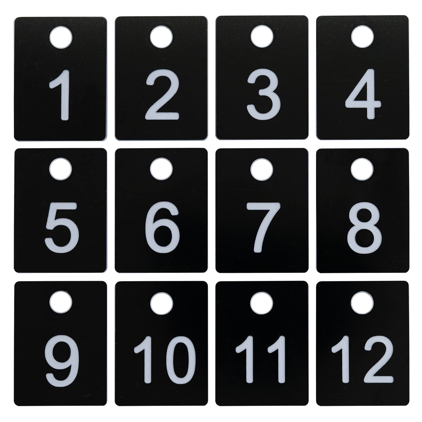 StayMax ABS Plastic Numbered Key Tags Rectangle ID Tag Number Disc with Hole (1-50, Black)
