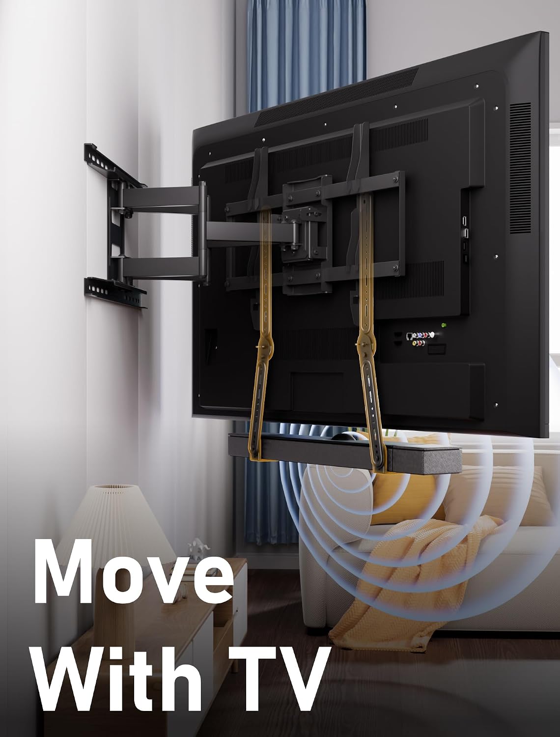 KAMIWI 22 Lbs 180 Soundbar Mounts Under TV, Max Load Sound Bar Mount Bracket Holder with Adjustable Extension Plates