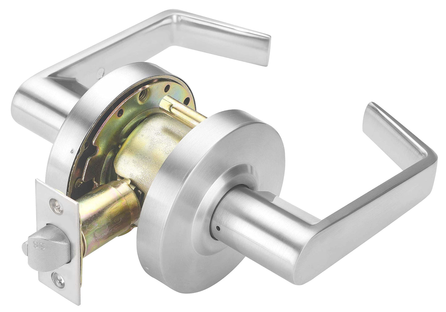 LO-LOCK HARDWARE Commercial Lever Door Lock - Heavy-Duty Locking Door Handle, ADA Door Handles, Cylindrical Lever Lock, Non-Handed Grade 2 Industrial Door Handle, 26D Satin Chrome, Passage/Closet