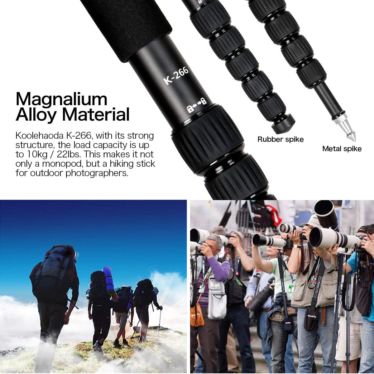 koolehaoda 61" 6-Section 15" (K-266 Camera Monopod Aluminum Portable Photography Unipod Stick, Telescopic, Folding is
