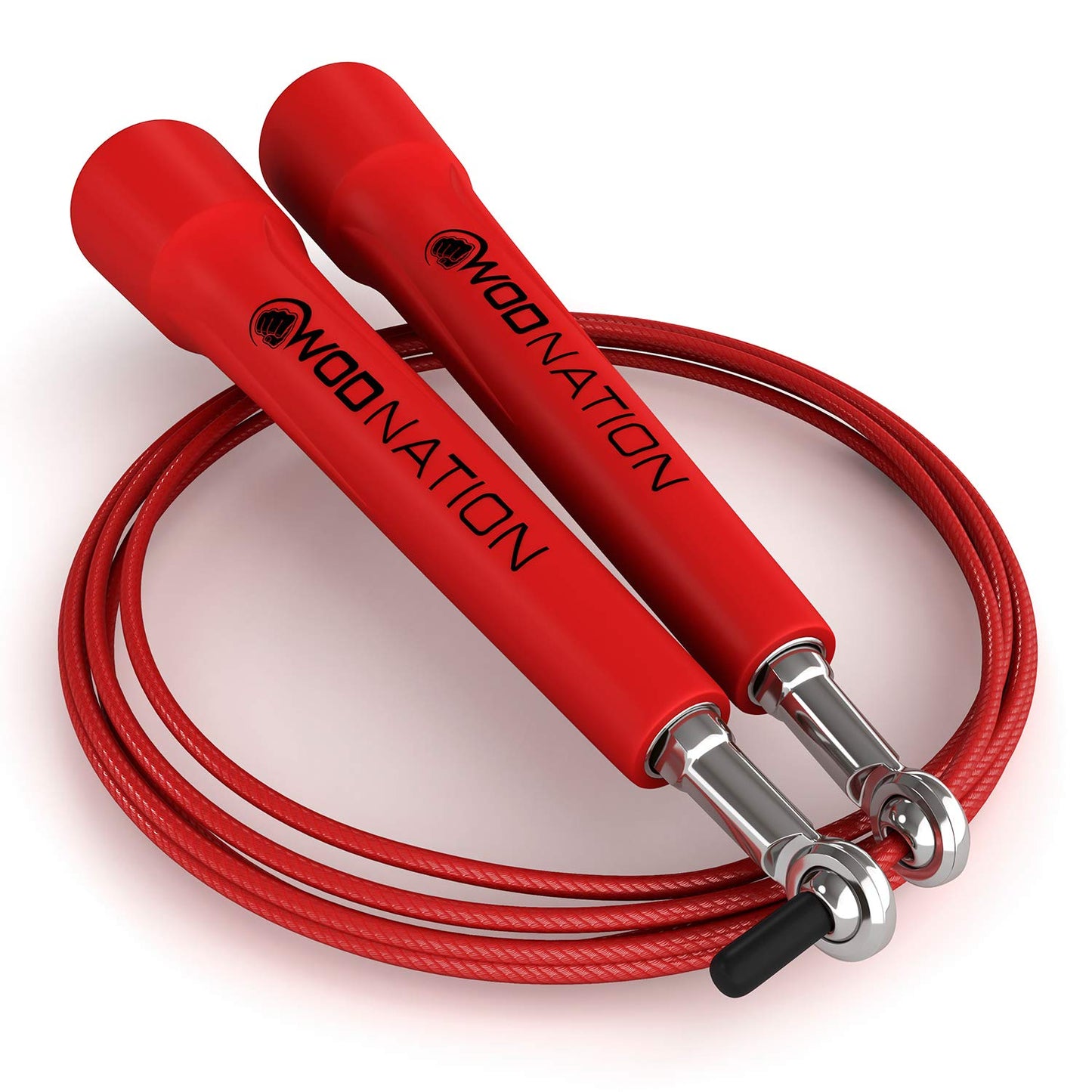 WOD Nation Adjustable Speed Jump Rope - High-Speed Rotation for MMA & Cardio Workout Equipment - Customizable Length for Home Gym Workouts - Durable Alloy Steel for Exercise & Fitness Equipment - Red