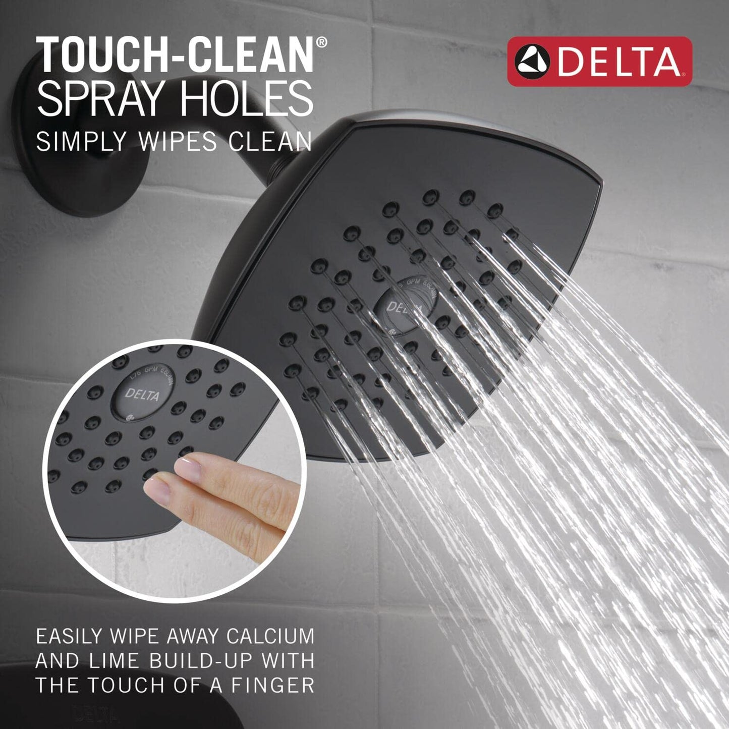 Delta Faucet Modern 14 Series Matte Black Shower Faucet, Tub and Shower Trim Kit with Single-Spray Touch-Clean Black Shower Head, Matte Black T144339-BL-PP (Valve Not Included)
