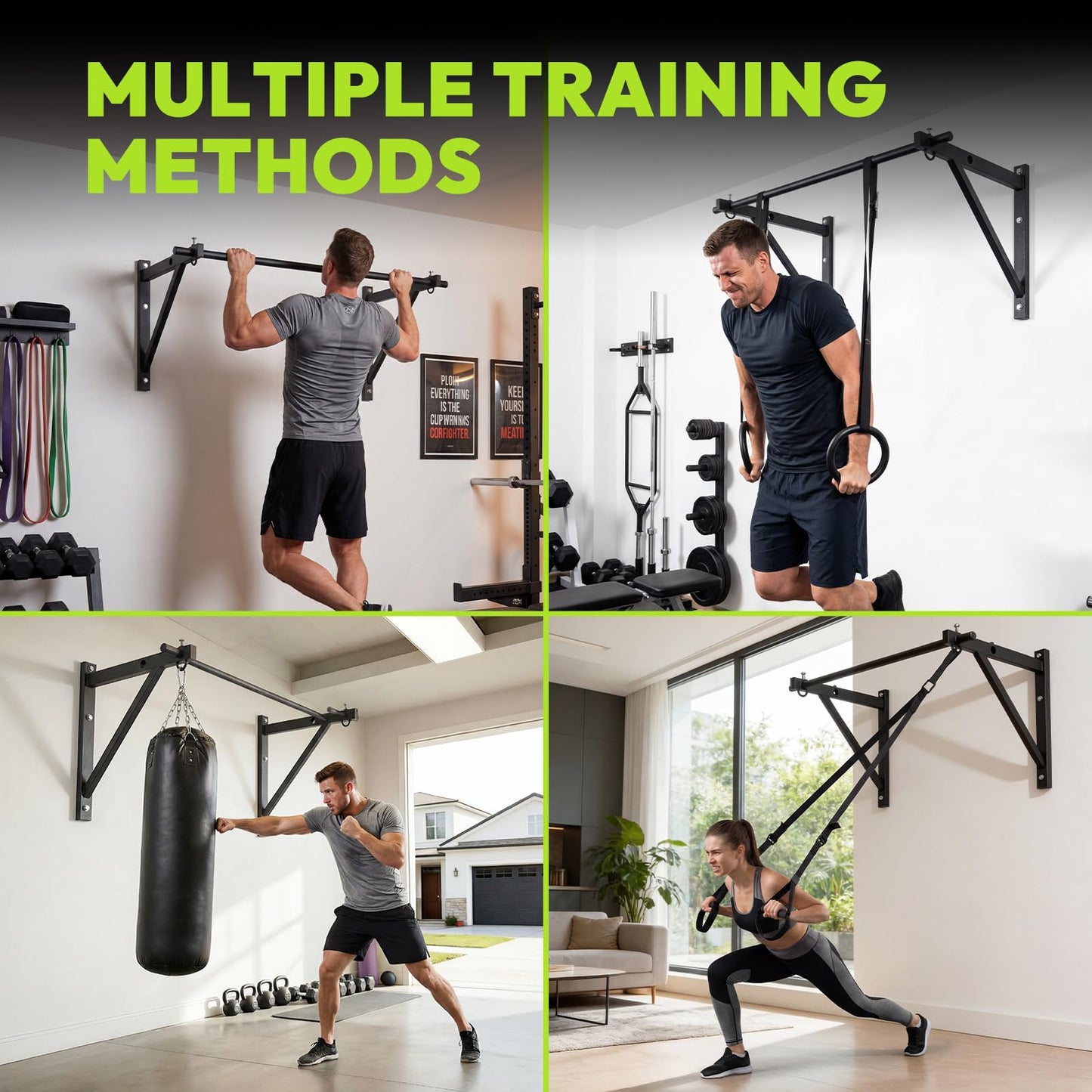 HANDBODE Pull Up Bar for Doorway and Wall Mount - Chin Up Bars for Home Gym, 52‘’ in Upper Body Workout Equipment with 500 lbs Capacity, Portable Thickened Steel Construction, Joist Mounted