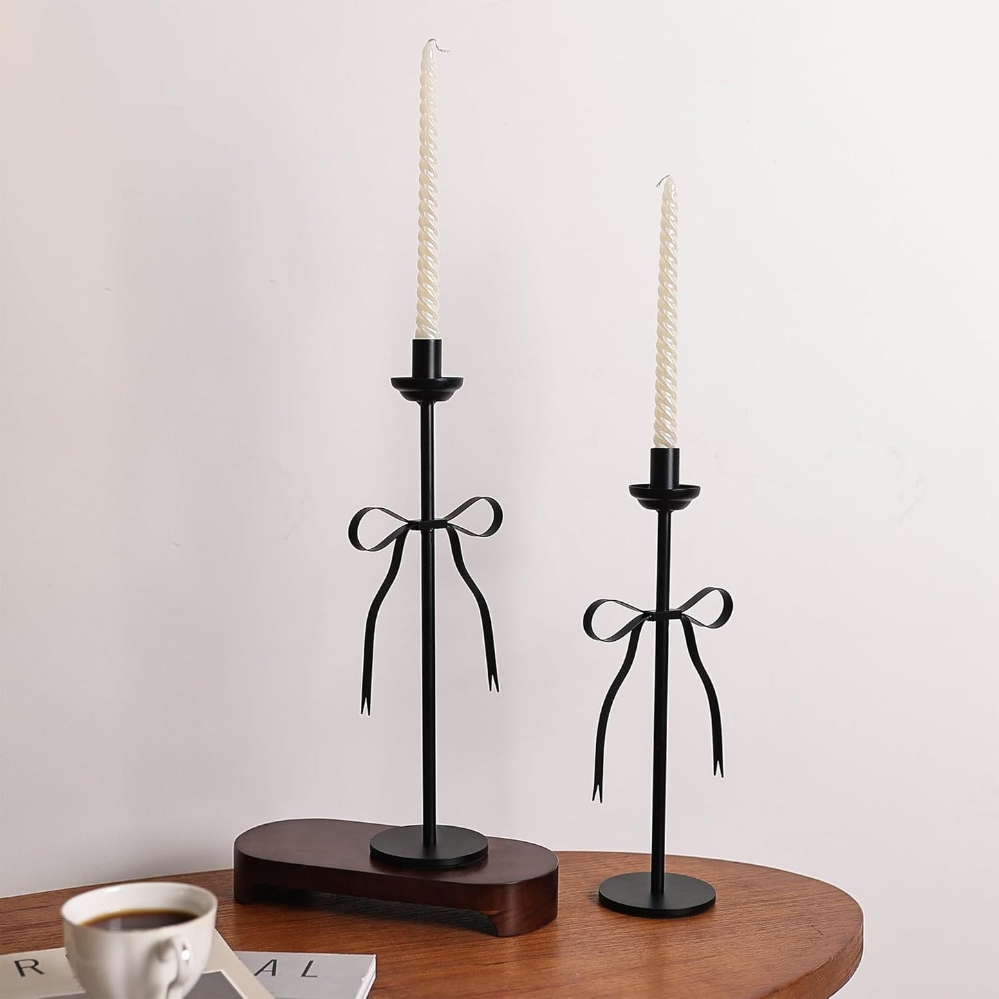 Regine Switzerland Black Taper Candlestick Holders - Set of 2 Modern Metal Candle Stands for Dining Table Decor