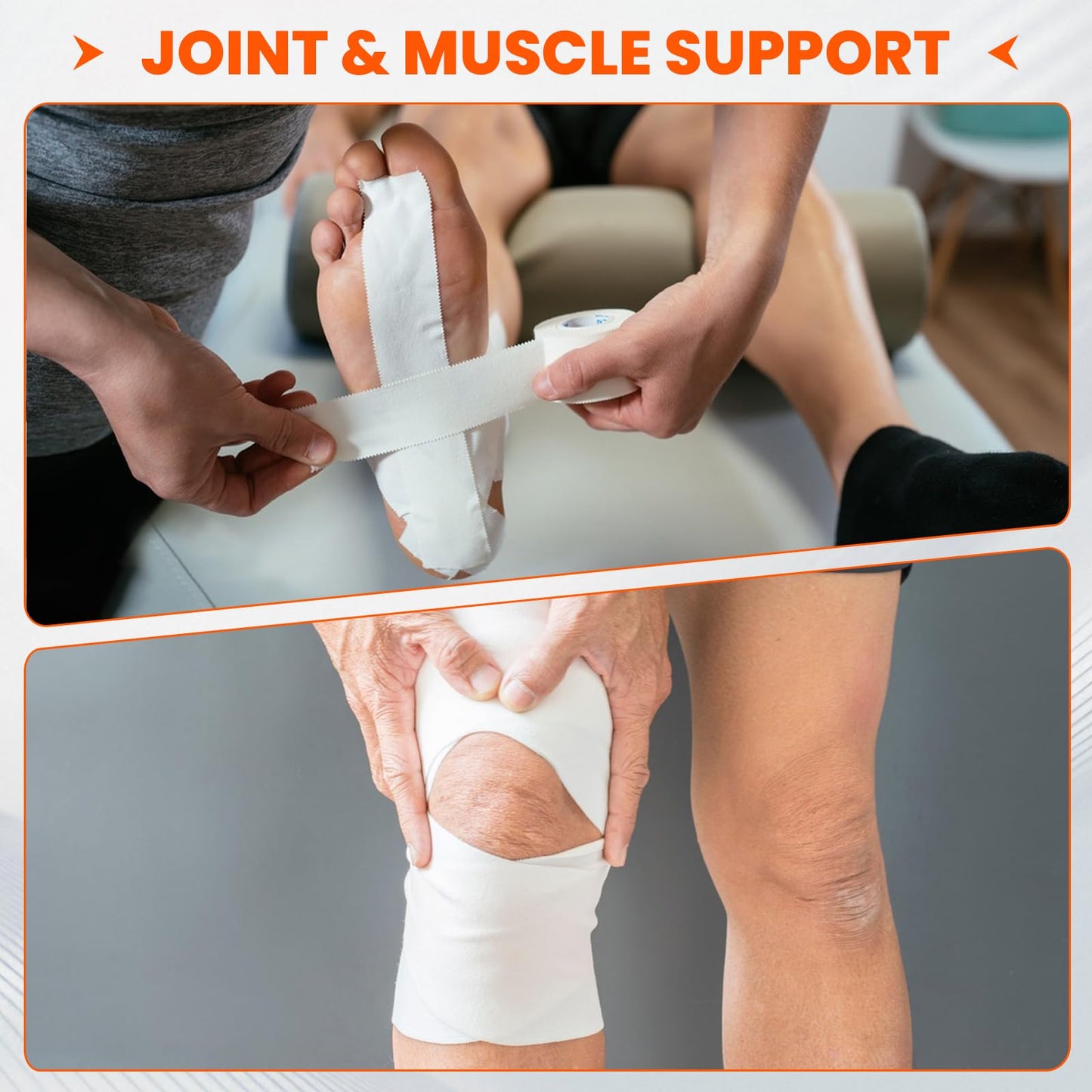 32 Pack Athletic Tape, White Sports Tape for Wrist Ankle Protection, Sports Tape Athletic No Sticky Residue, Easy to Tear Gymnastics Tape for Soccer, Football, Training Supplies (1.5" x 320 Yards)