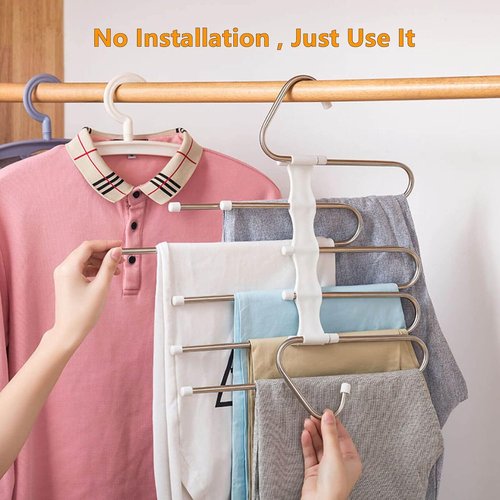 Kalimdor Pants Hangers - Space Saving Metal Closet Organizer with Anti-Slip Design | 2 Pack for Jeans & Skirts