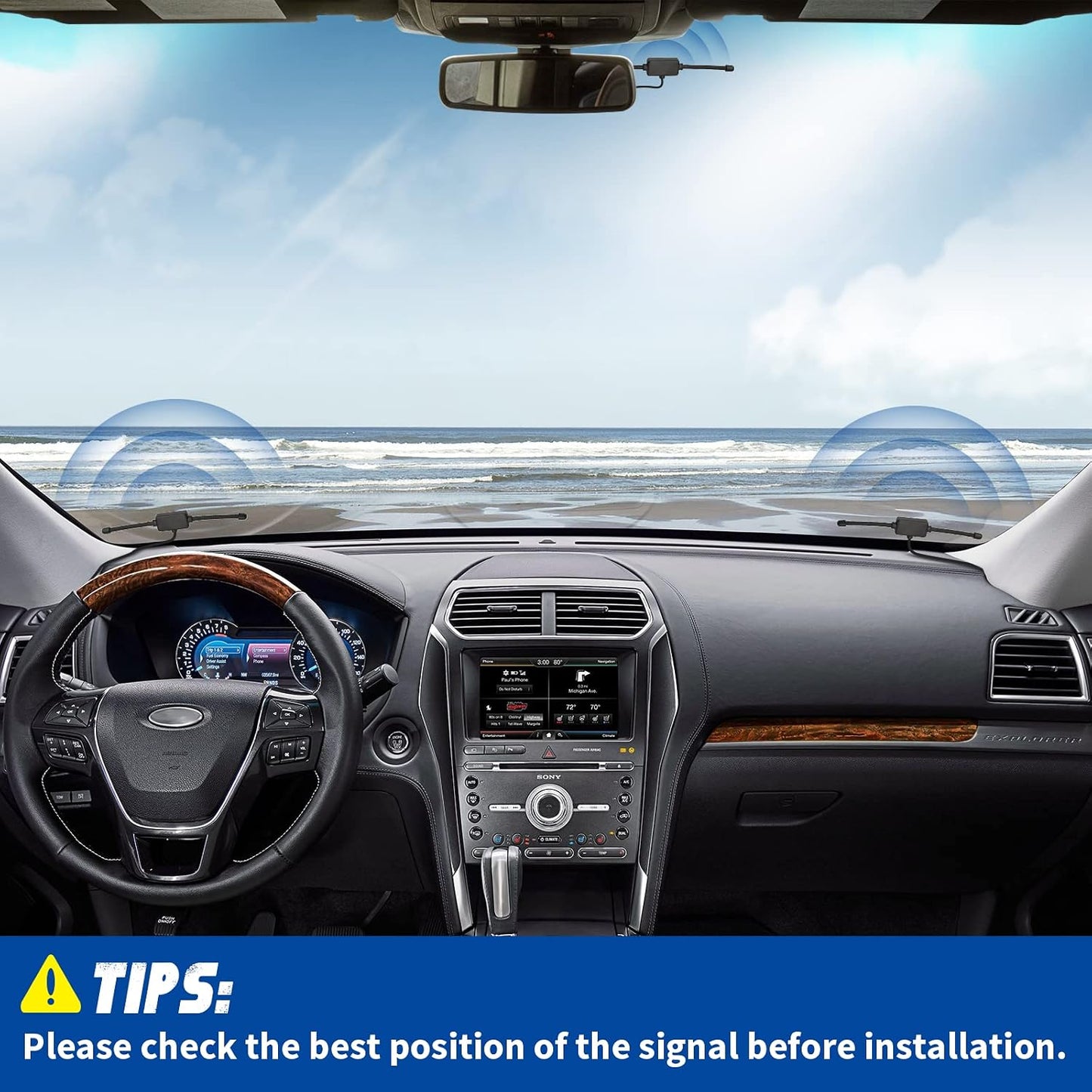 BINGFU Tuner,10 Universal Car Stereo AM FM Dipole Antenna,Hidden Adhesive Mount AM FM Radio Antenna for Vehicle Car