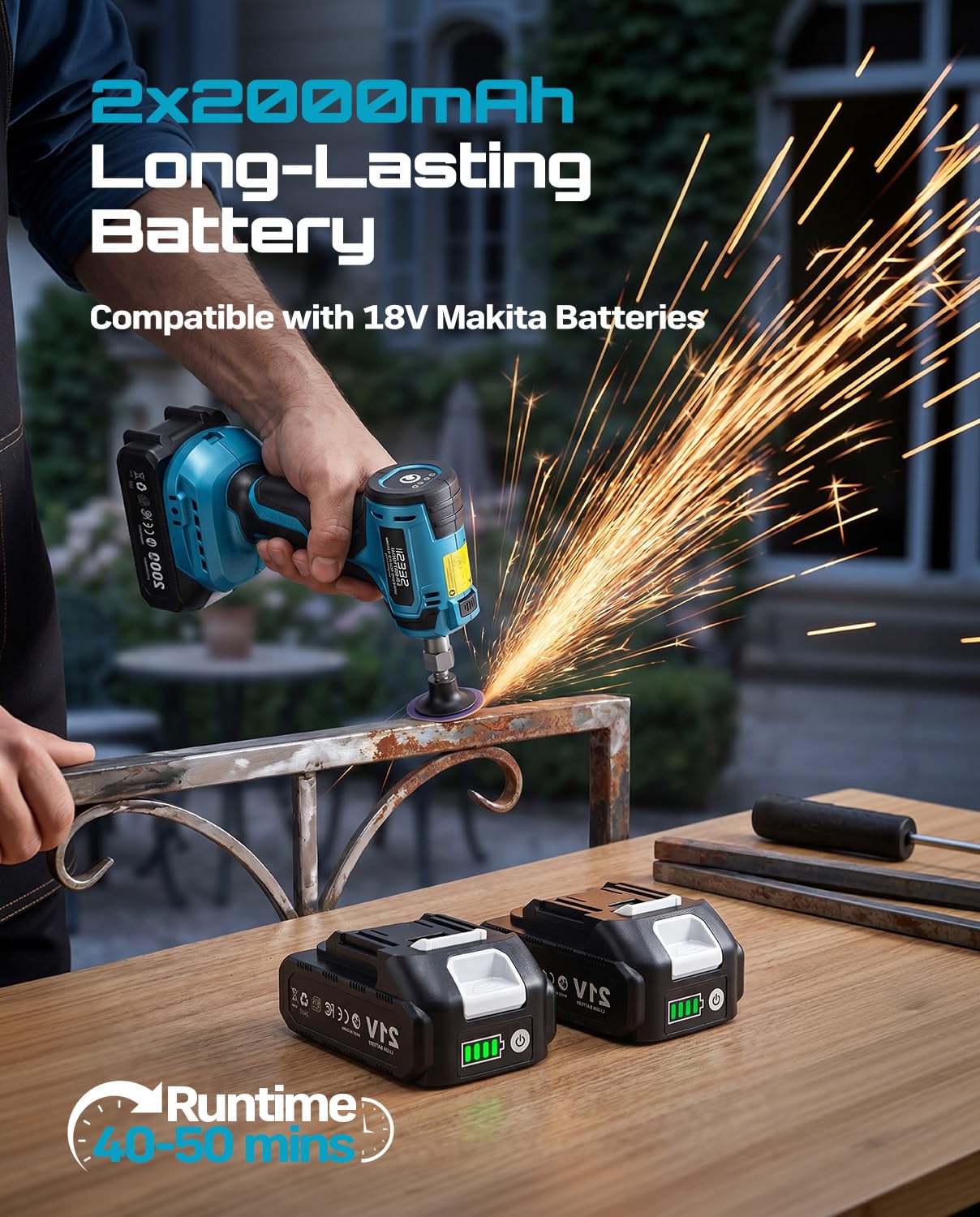 SEESII Electric Cordless Car Jack +Cordless Right Angle Die Grinder Kit
