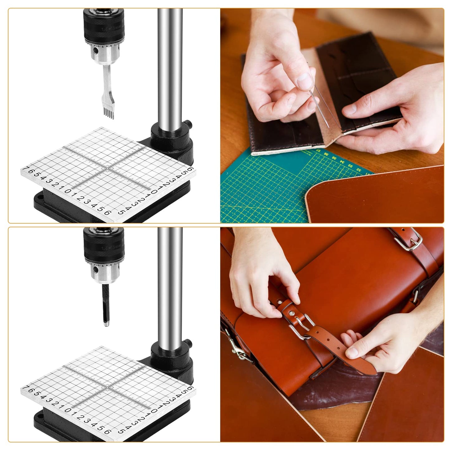 Leather Press Hole Puncher Leather Cutting Machine Hand Punching Machine for DIY Craft Punching Holes Cutting, Forming Pressing,Install Rivets and Snap Buttons