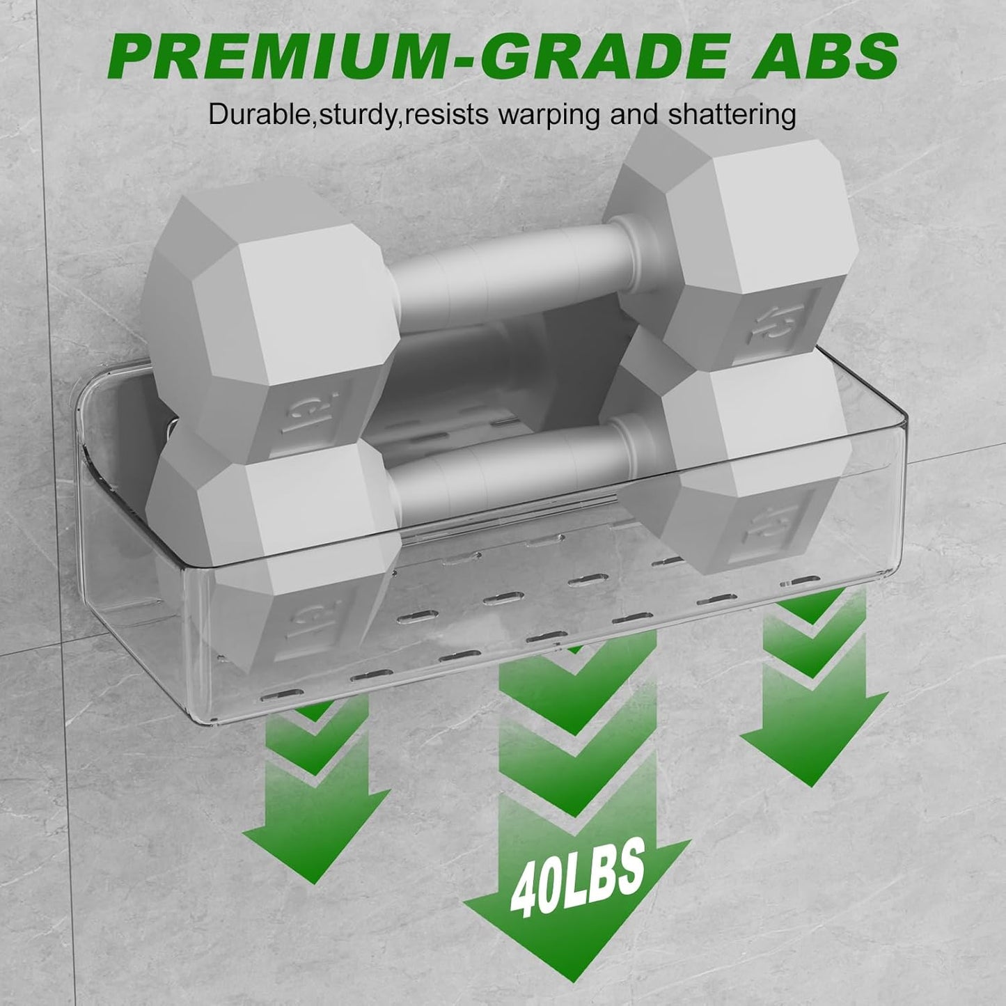 Skiennix Adhesive Shower Caddy - Rustproof 6-Pack Shower Shelves | No Drilling Bathroom Organizers in Clear