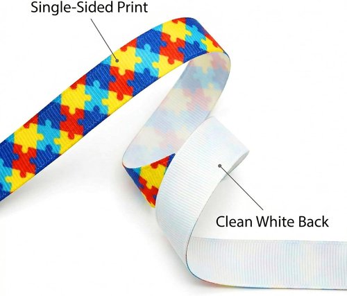 3/8" Autism Awareness Ribbon by [Brand Name] - 25 Yards of Thin Grosgrain for Hair Bows & Crafts