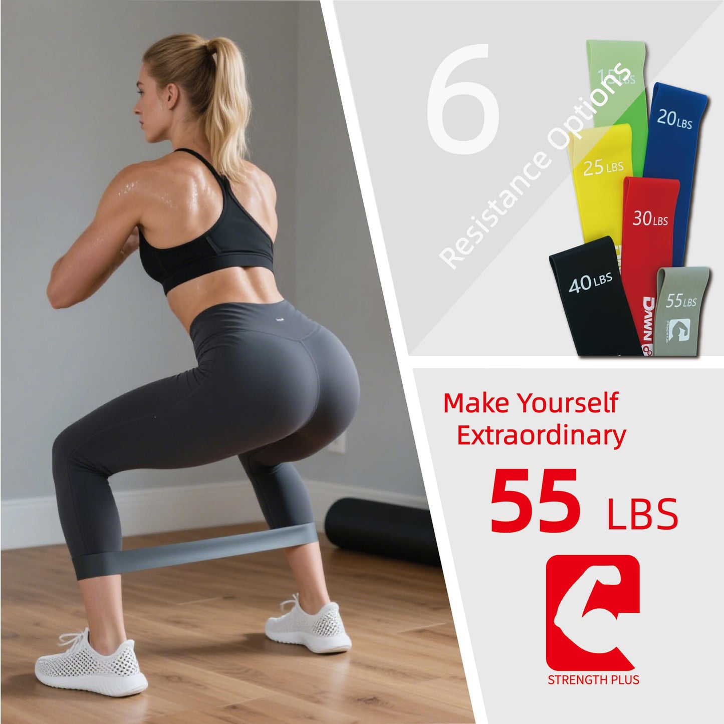 DawnStride 6-Levels Resistance Exercise Loop Bands Set – Elastic Workout Bands for Yoga, Strength Training, Physical Therapy – Guide, Fitness Card & Carry Bag