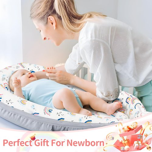 **Baby Lounger | Ultra Soft Organic Cotton Nest for 0-24 Months - Breathable & Portable Design**