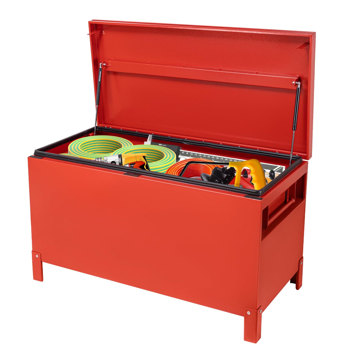 IDEALHOUSE Heavy Duty Aluminum Truck Bed Toolbox with Drawer – 48" Jobsite Storage Chest, Dual Hydraulic Levers, Side Handles, Lockable, Weatherproof Secure Organizer for Pickup Trucks, Trailers, RVs