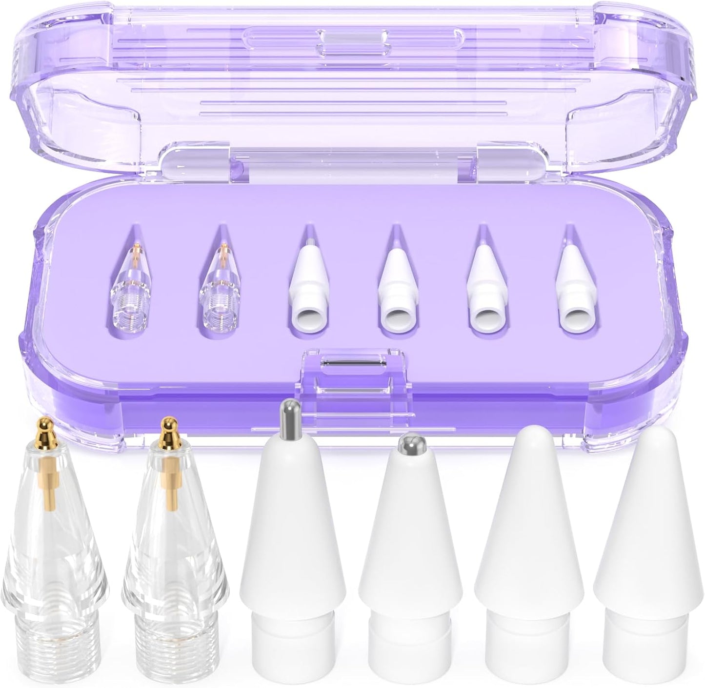 AZF Pro/USB-C/2nd Gen/1st Accessories-6 Pack(Purple) Replacement Tips for Apple Pencil Gen Tips with Storage BoxMix