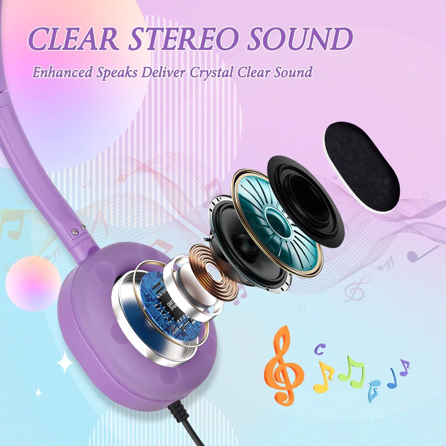 10 Pack 3.5mm (10 Headphones for Kids School Classroom Bulk Multi Colored,Wired Adjustable Student Headphones with Plug