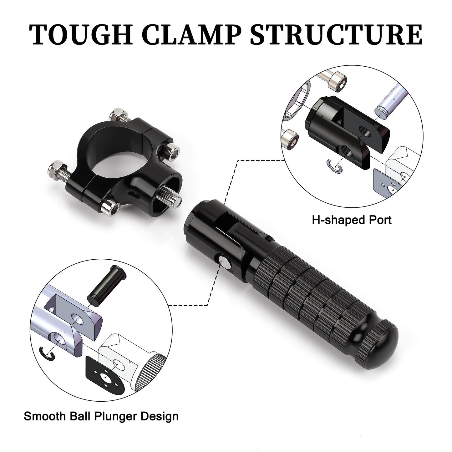 XINGWU 1.25" Foldable Motorcycle Highway Foot Pegs Universal for 32mm Crash Bars CNC Anti-Slip Foot Rest Pedals for Harley Davidson Touring Honda Yamaha Suzuki Motorbike Electric Dirt Pit Bike(Black)
