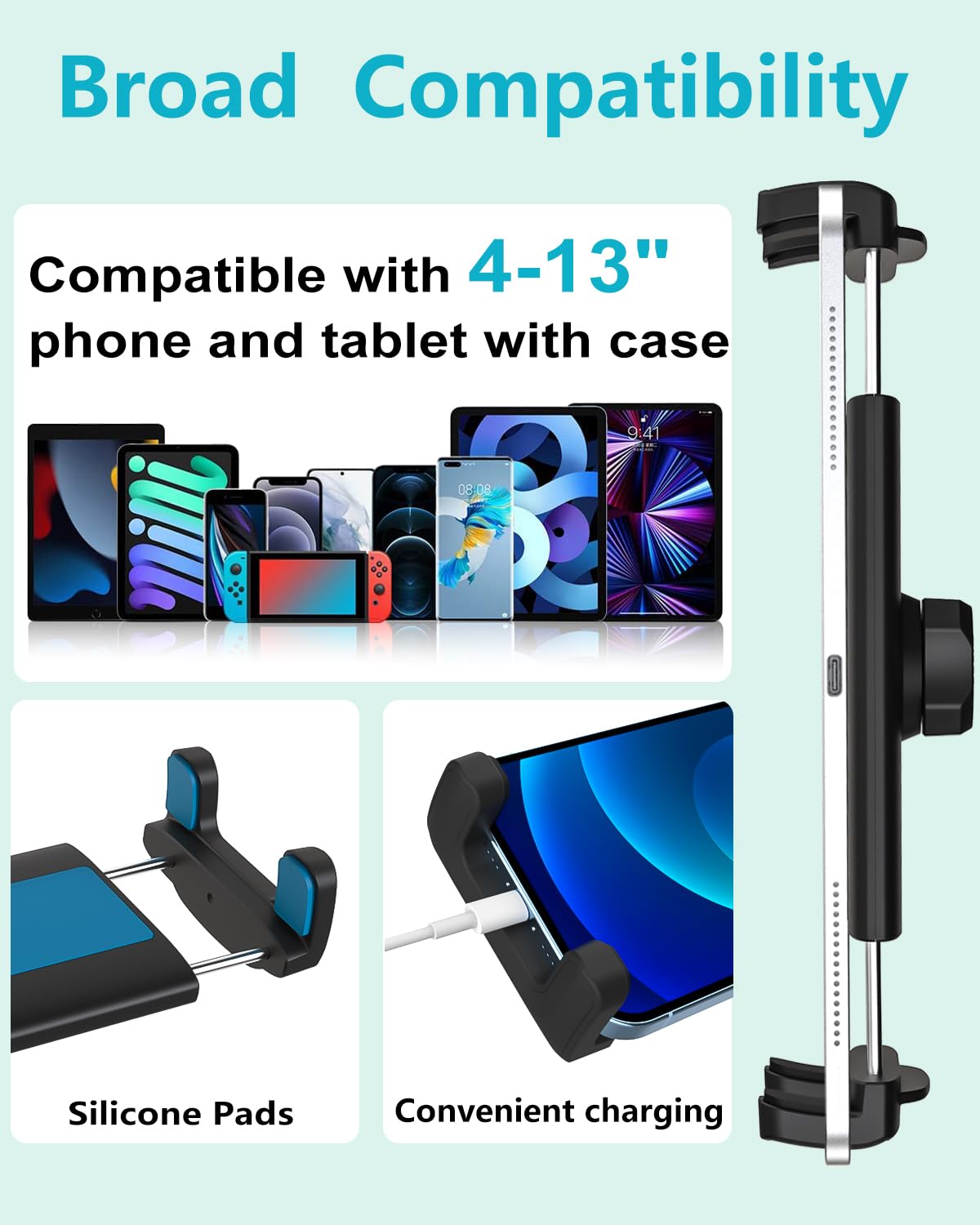 CANHET Magnetic Tablet Holder, Fridge Mount for iPad, [Powerful Magnetic Base] Fits Warehouse/Metal Shelf/Kitchen/Whiteboard/Gym, Compatible with 4-13" iPad Pro Air Mini, Phone, Galaxy Z Fold