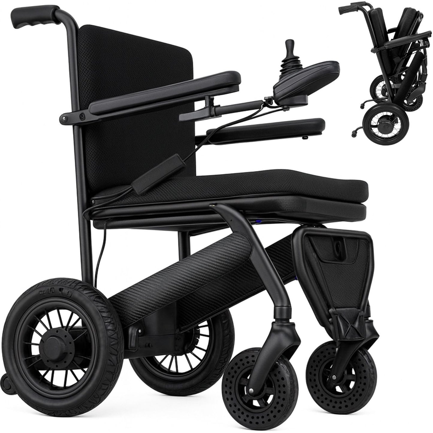Vive Lightweight Electric Wheelchair for Adults - 39 lbs Carbon Fiber Foldable Power Chair Portable Motorized Mobility Aid for Seniors - Travel Friendly Durable Compact Collapsible Frame, Easy Storage
