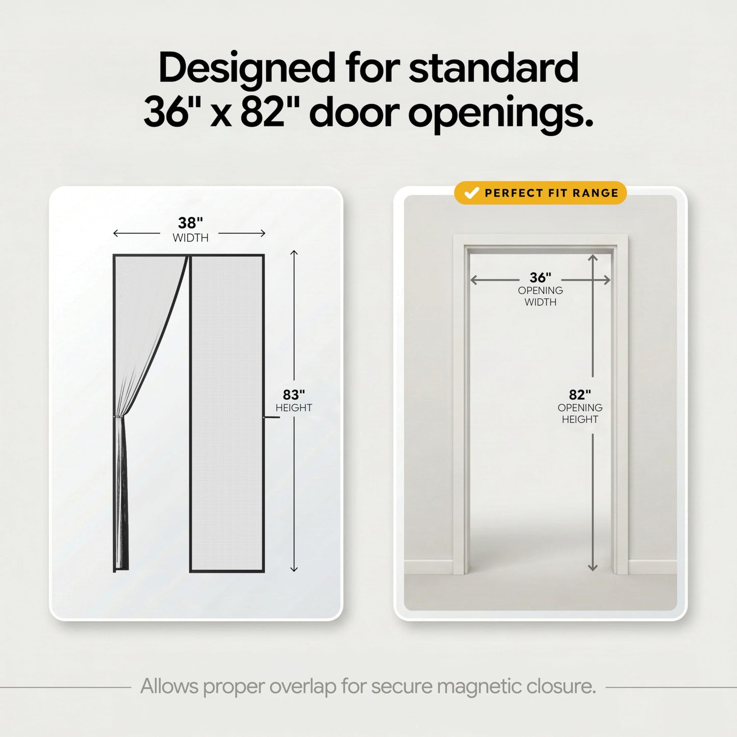 AUGO Magnetic Screen Door - Self Sealing, Heavy Duty, Hands Free Mesh Partition Keeps Bugs Out - Pet and Kid Friendly - Patent Pending Keep Open Feature - 38 Inch x 83 Inch