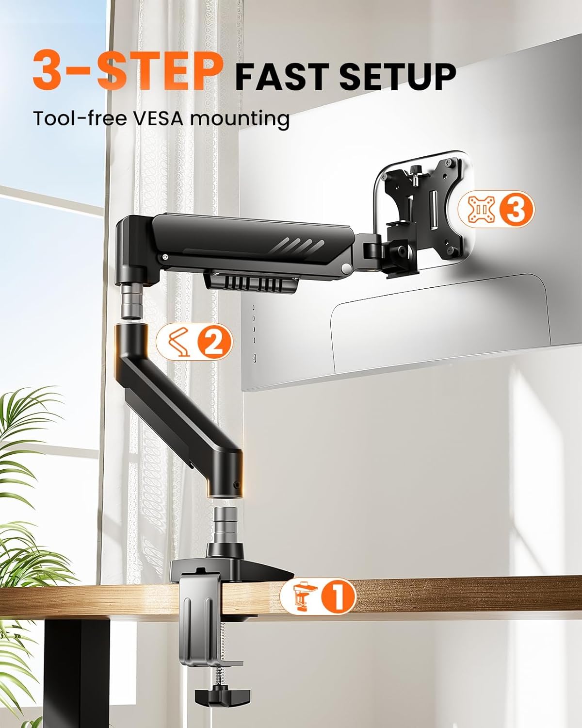 ErGear 1334 Inch 19.8 lbs, 100x100mm Single Monitor Arm, Fully Adjustable Monitor Mount for Screens, Fast Install