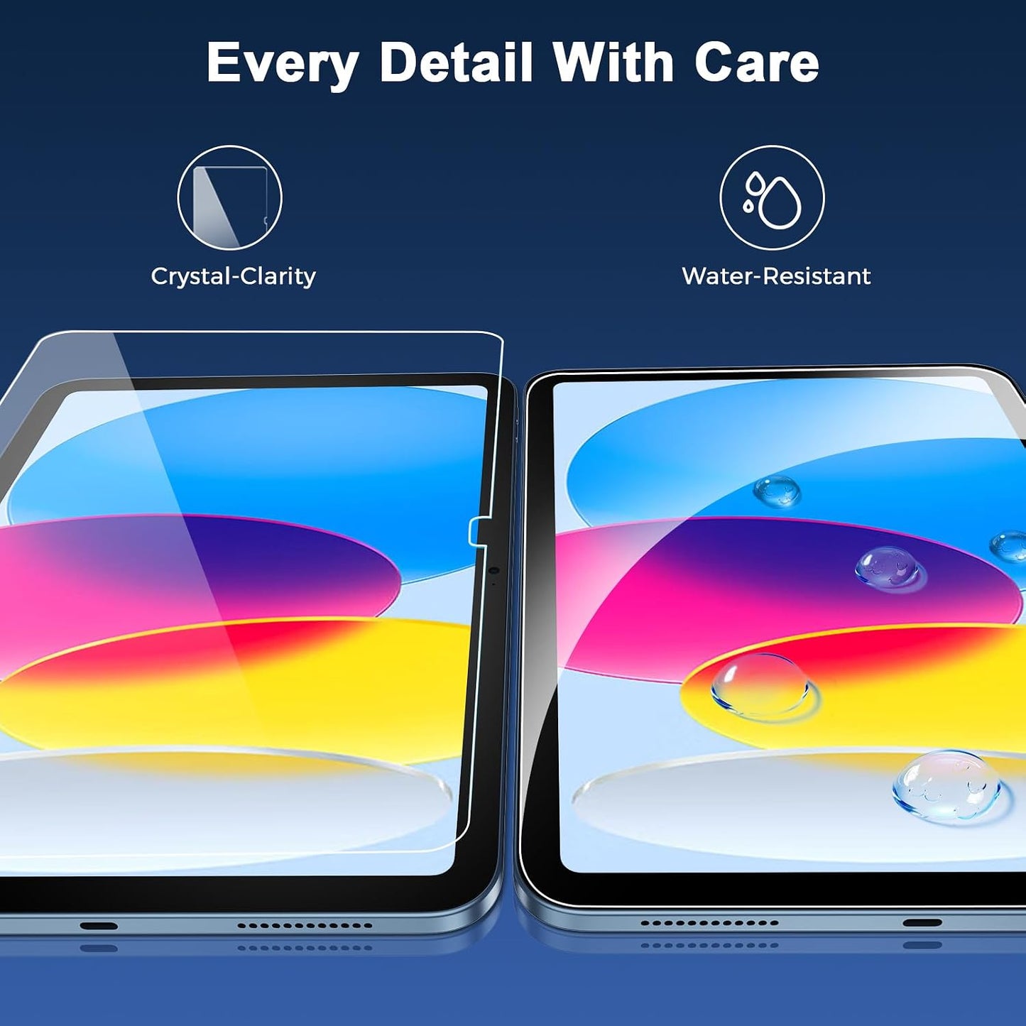 2 Pack 11th A16 2025 10th 10.9 Inch 2022, 9H Screen Protector for iPad & Generation Ultra Sensitive Case Friendly HD