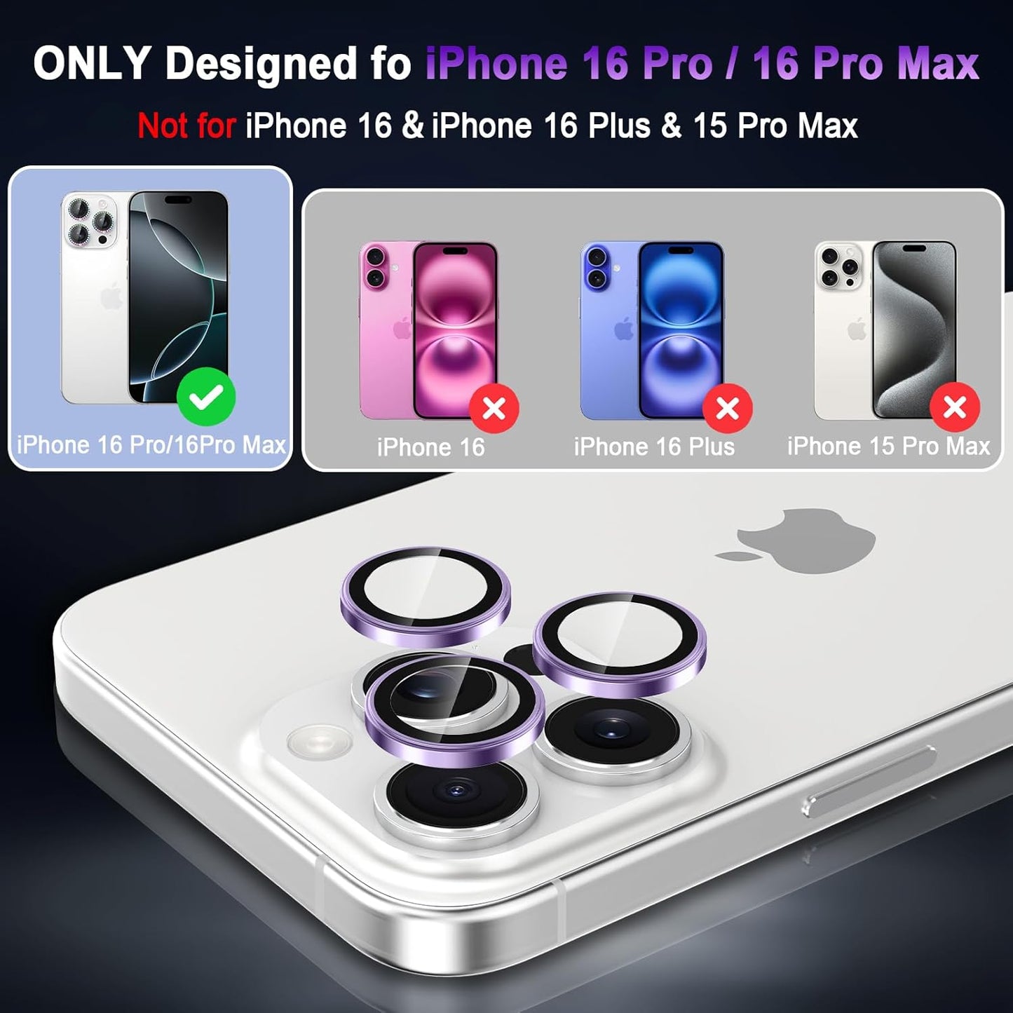 Casetego 16 16 Protector,9H for iPhone Pro Max/iPhone Pro Camera Lens Hardness,Scratch Resistant,Ultra-thin Tempered