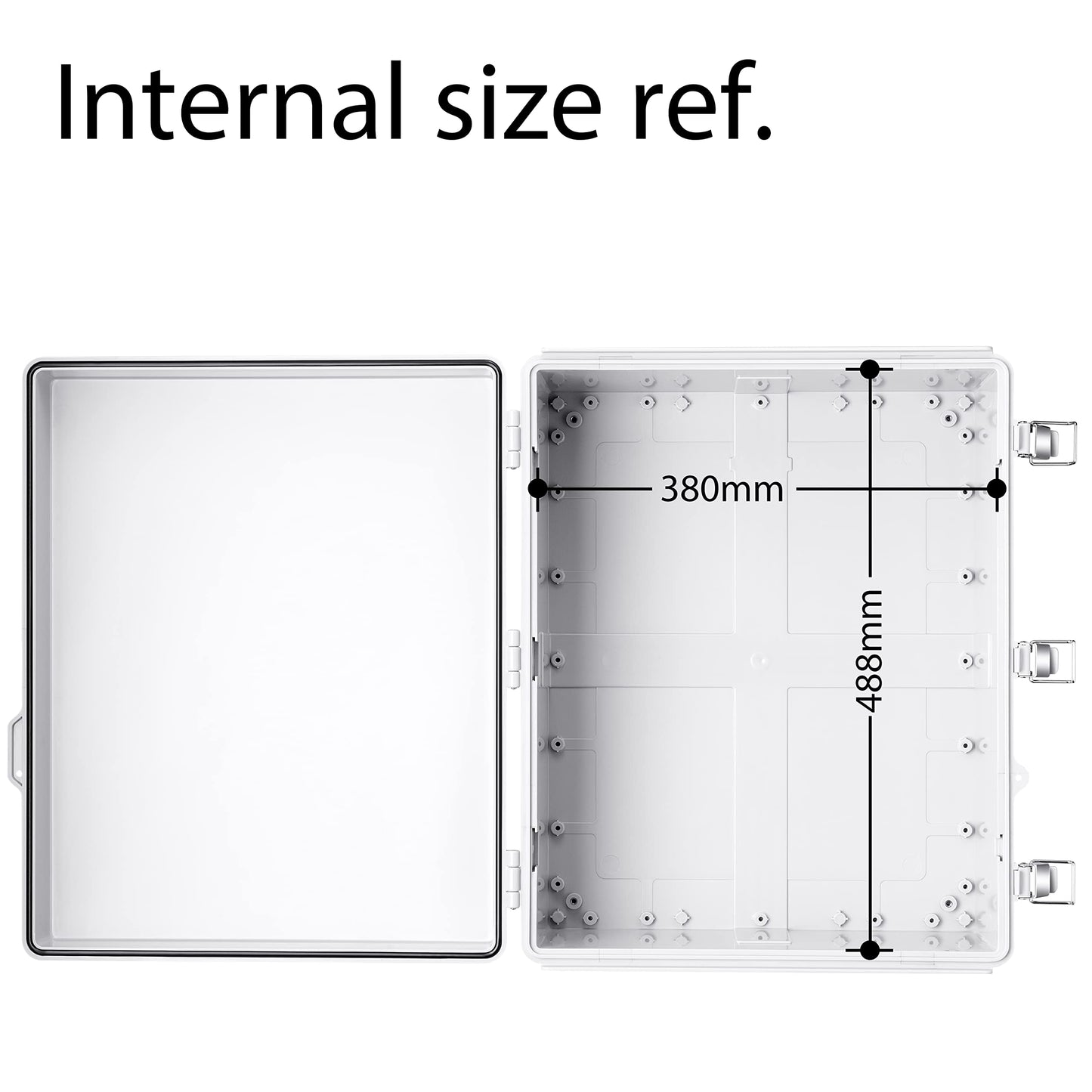Gratury Junction Box, IP67 Waterproof Plastic Enclosure for Electrical Project, Hinged Grey Cover, Includes Mounting Plate and Wall Bracket 510×410×200mm (20"×16.1"×7.9")