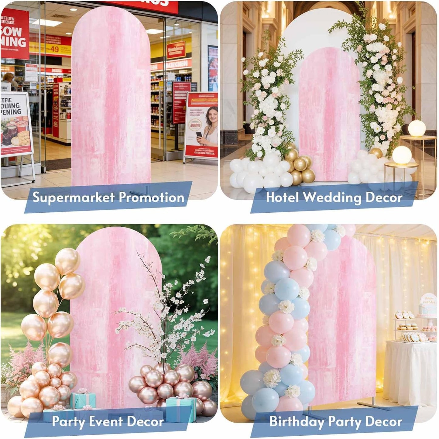 Jnbasdffb 7.2 Pink Wedding Arch Cover,Stretchy Spandex Arch Backdrop Stand Covers FT,Retro Oil Painting Modern Abstract