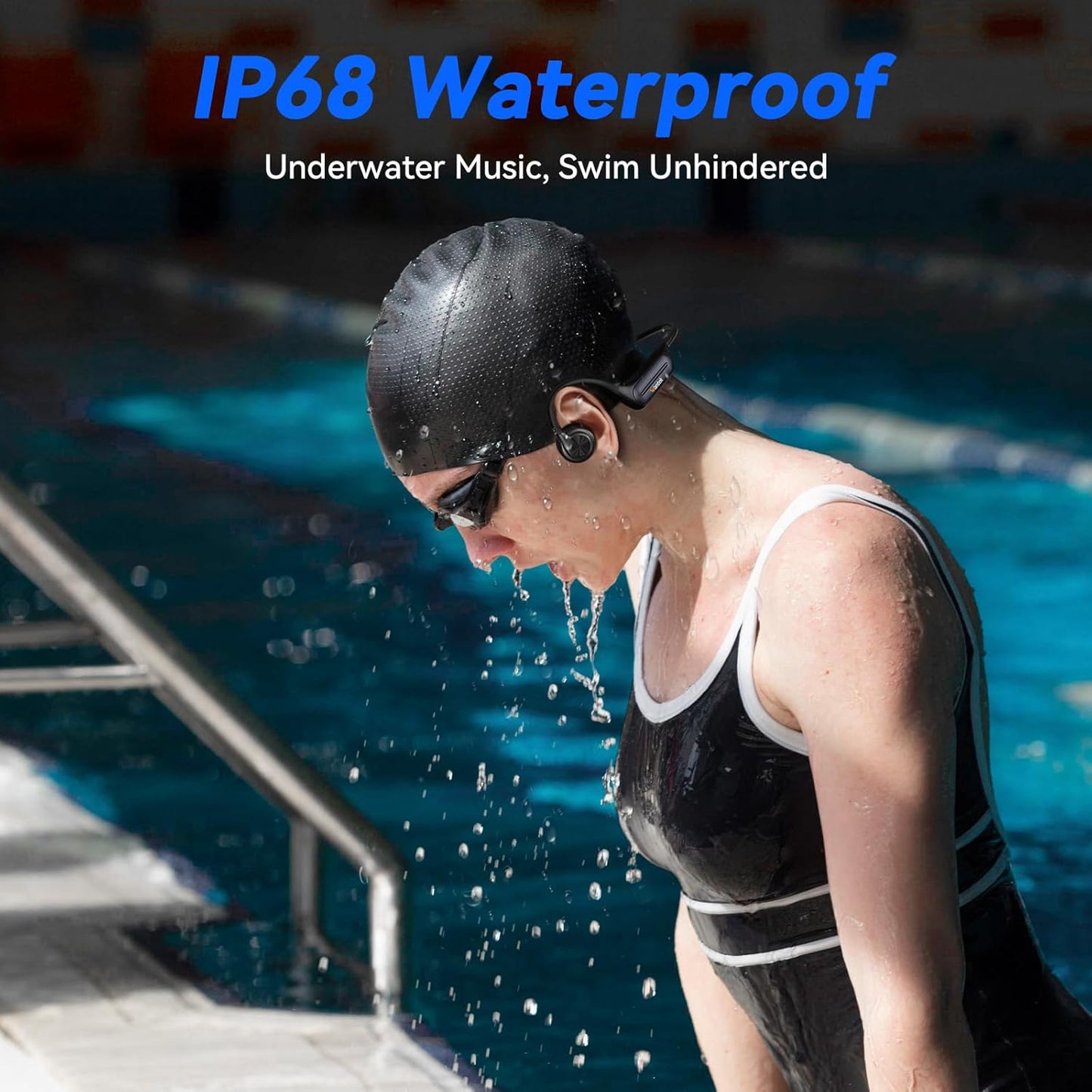 32GB MP3 Swimming,IP68 Voistek Bluetooth Bone Conduction Headphones with Mic,Built-in Player for Waterproof