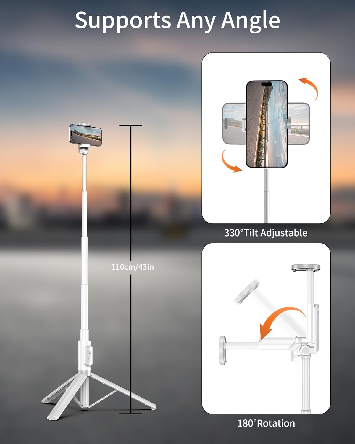 ACKIMA Selfie Stick Tripod - Tripod for iPhone with Remote, Lightweight Phone Stand for Android, Extendable Phone