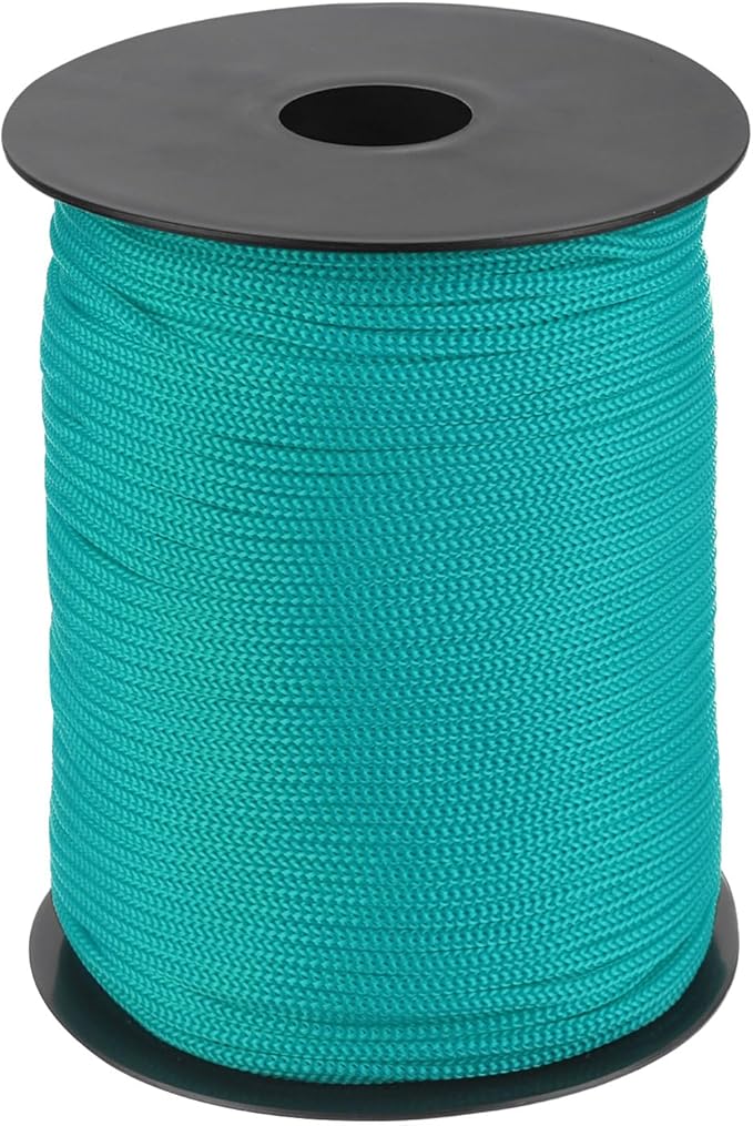 MECCANIXITY 1/8 Inch Polypropylene Rope Braided Ropes, 328ft Nylon Rope Hollow Utility Cord for Clothesline, Camping, Hiking, Outdoor, Peacock Green