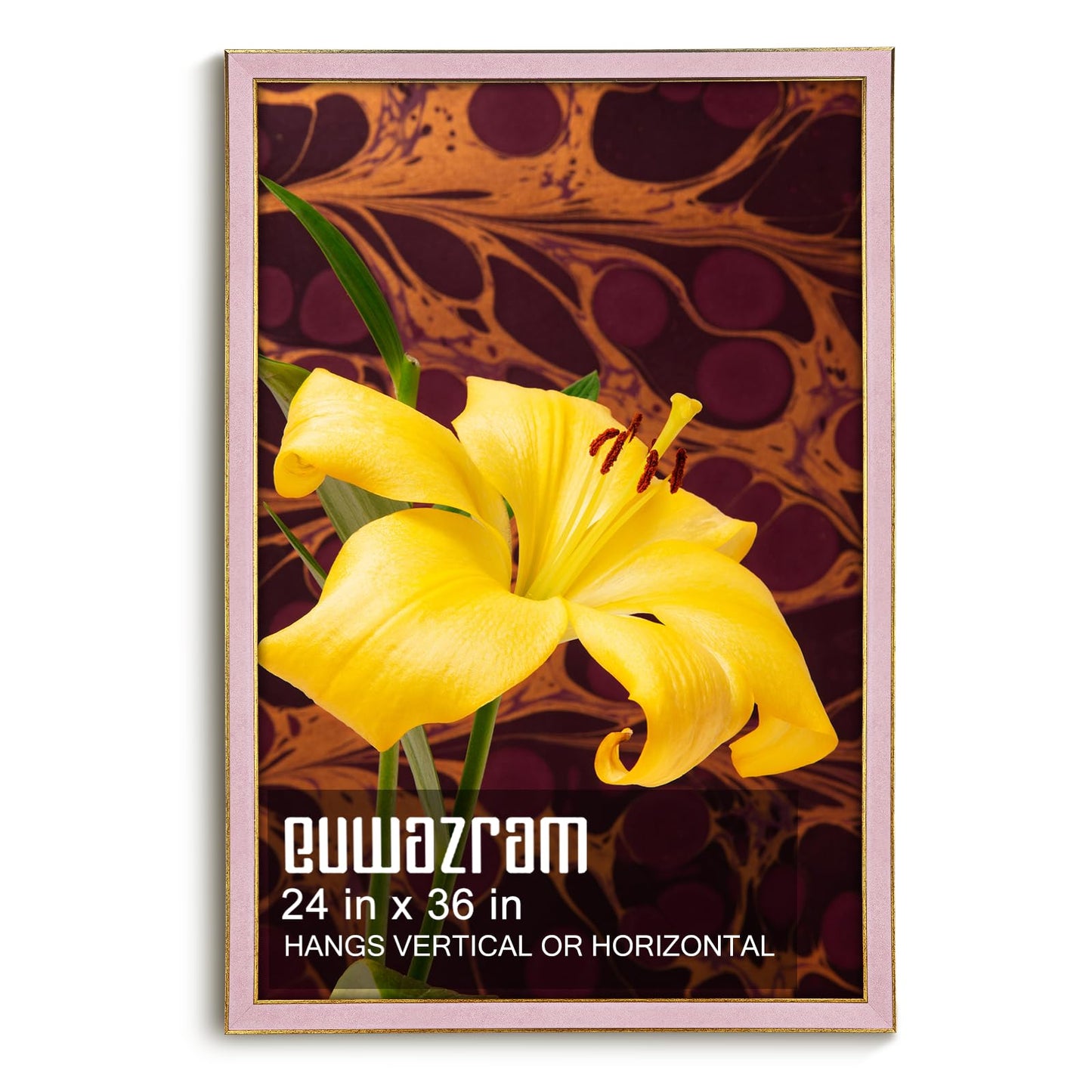 euwazram Suede 24x36 Frame - Single Frame, Christmas Elegant Pink 24 x 36 Poster Frame, 24x36 Picture Frame for Artwork Puzzles Photos and Movie Posters
