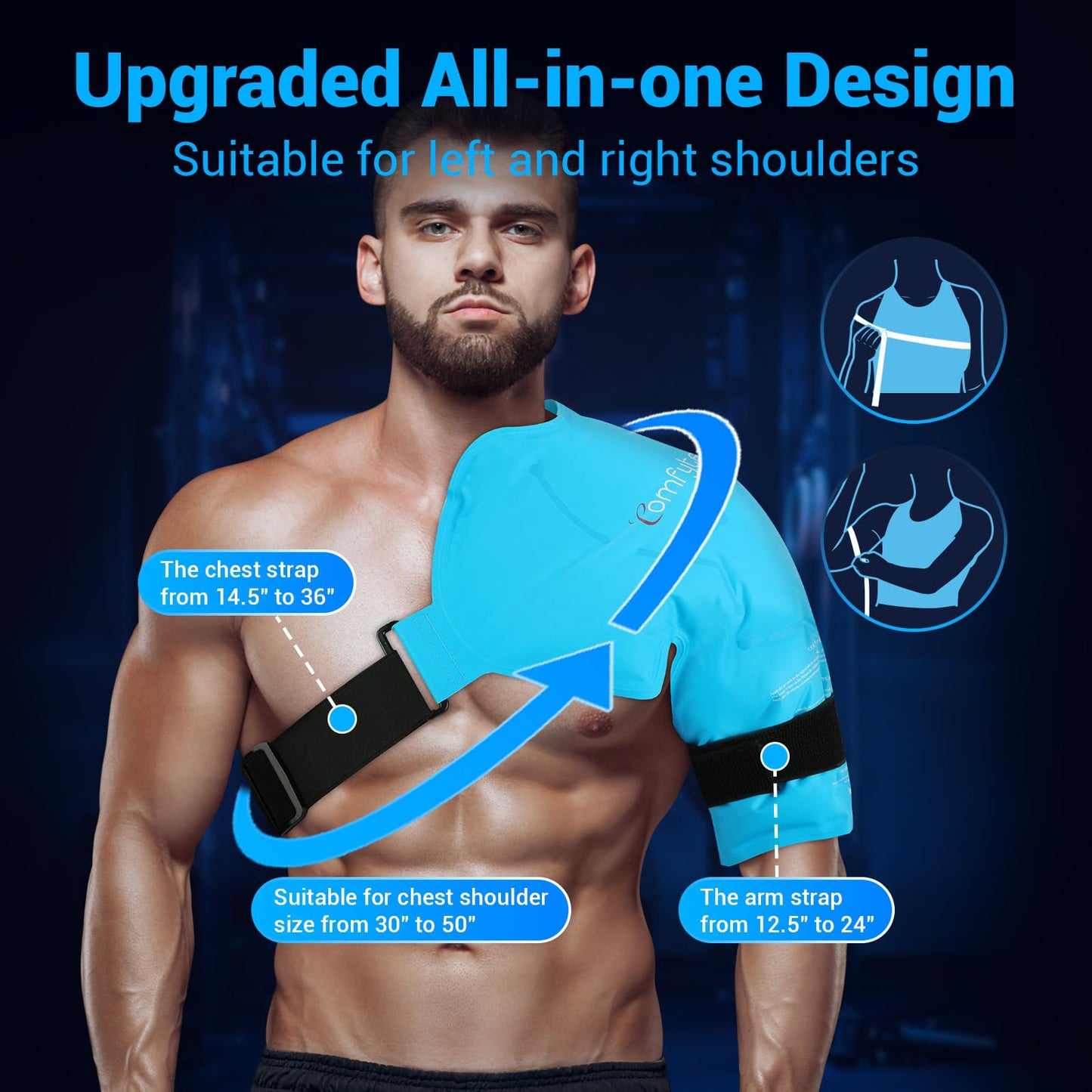 Comfytemp Shoulder Ice Pack Rotator Cuff Cold Therapy Wrap, FSA Eligible HSA, Gel Packs for Injuries Reusable Hot Cold Compress Shoulder Brace for Pain Relief, Men Women Recovery Item (Large/X-Large)