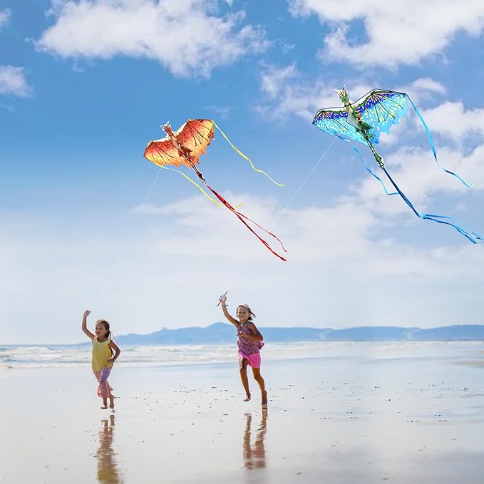 Mint's Colorful Life Dragon Kite for Kids & Adults, Easy to Fly Best Beach Kites for Beginners, 300ft Kite String Included
