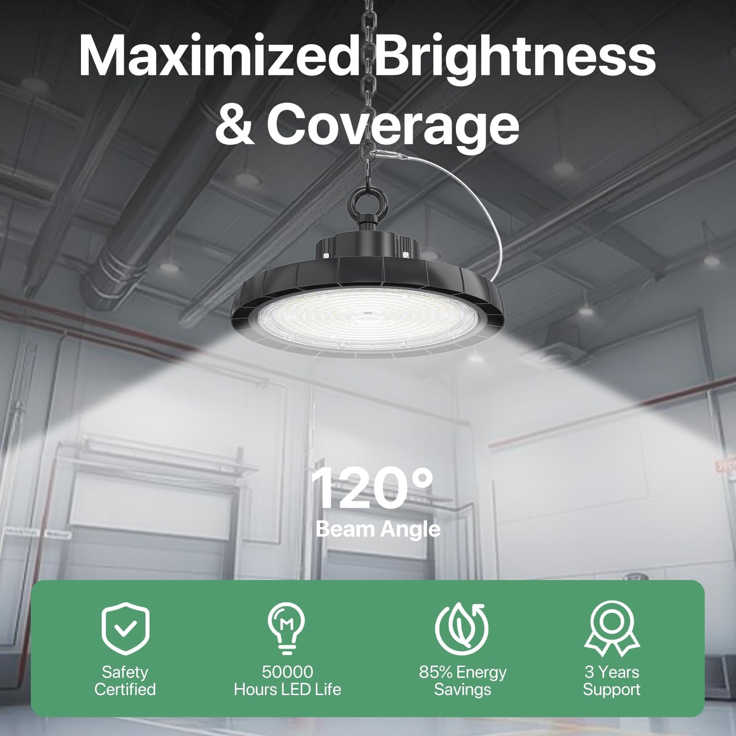 Ipackorin High Bay LED Lights: 200W 28000LM 5000K UFO Led Light IP65 AC100-277V IP65 - UFO Lights with US Plug 5' Cable for Warehouse Shop Factory Barn 6 Packs
