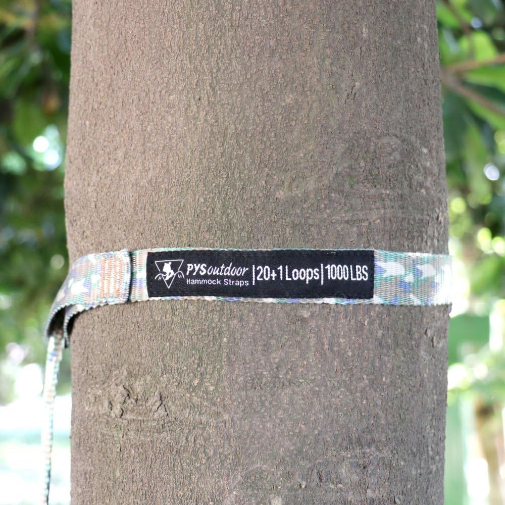 pys XL Hammock Straps - 12ft Camo Tree Straps, 12+1 Adjustable Loops, 2 Carabiners Included with 1000lbs Fit for Any Hammocks, Perfect for Hiking and Backpacking