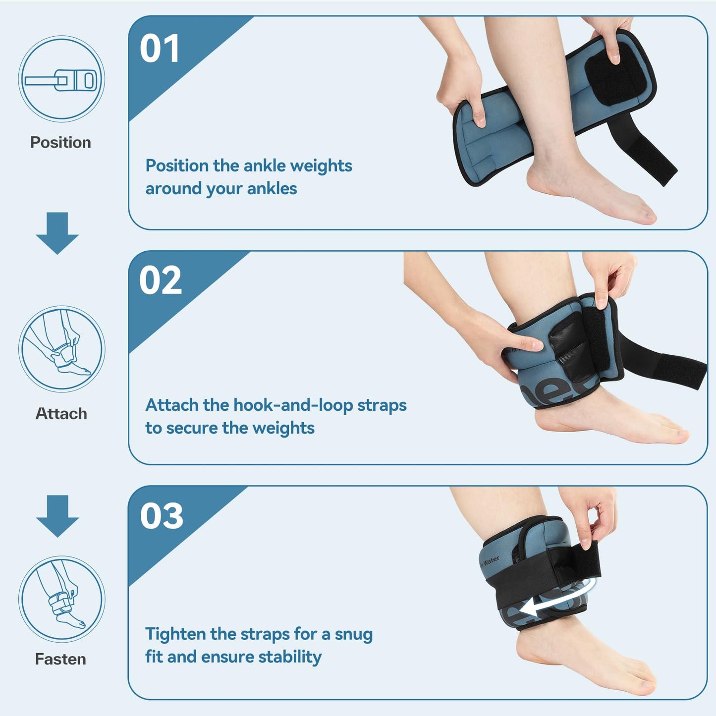 Sportneer Ankle Weights for Men Women Strength Training, 4/10 lbs Pair Leg Weights Set Comfortable and Soft Perfect for Dancing Running Walking Fitness Workout, 5lbs x 2, Blue