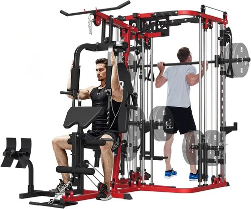 All-In-One Home Gym System - Multi-Function Smith Machine with Cable Crossover | Full Body Workout Station