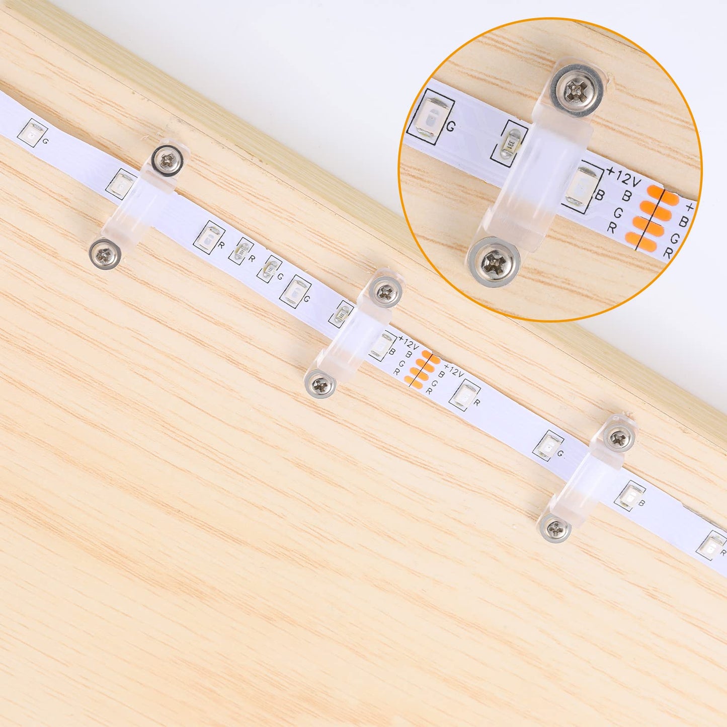 Qunclay 600 Pcs LED Light Strip Clips Clear Strip Light Mounting Brackets LED Holder Clamp Outdoor with Screws 12 mm Wide for Holidays Party Decor Ip67/68