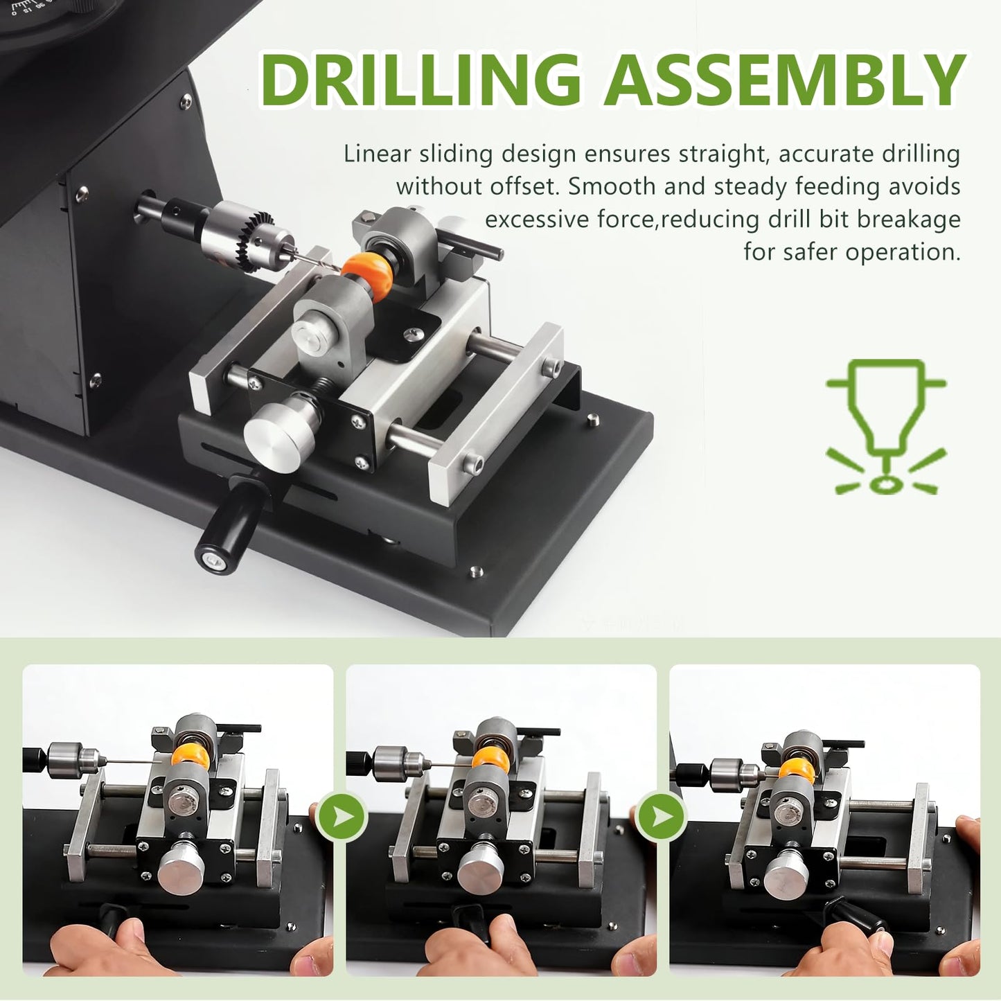 Wet Lapidary Saw 1850W Lapidary Equipment Water Cooling Machine with Angle Cutting 45mm Depth for Polishing Cutting Engraving Drilling Stone Jewelry Jade Wood Amber (Drilling Kit）