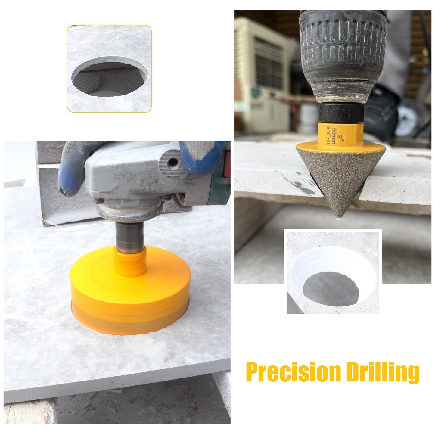 14Pcs Diamond Tile Hole Saw Kit,6/6/8/20/25/35/50/75/100MM Core Drill Bits Set with 2" Chamfer Bits and 4.9" Diamond Blades for Marble Ceramic Porcelain Tile