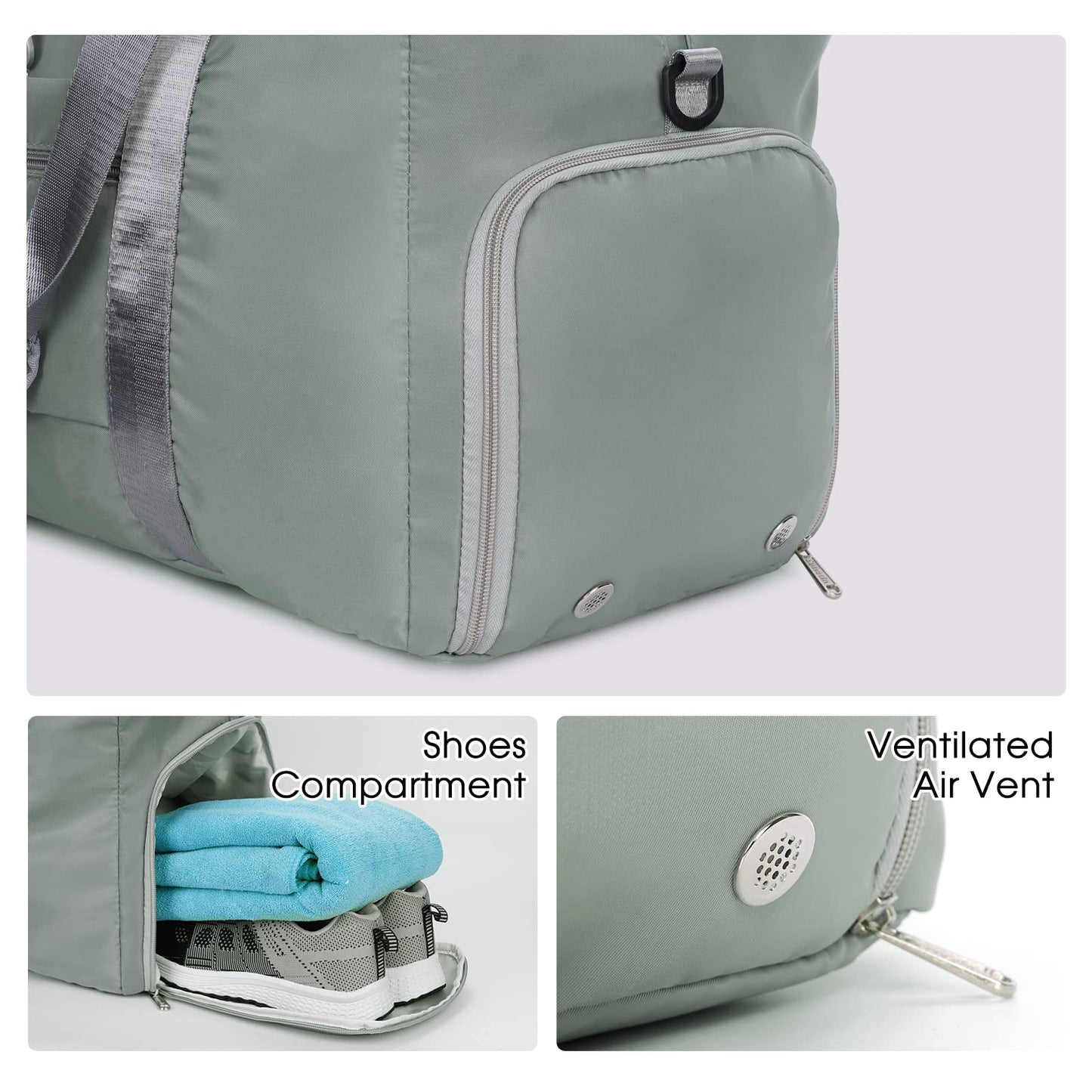 Ceneda 20" Gym Bag for Women with Wet Pocket & Shoe Compartment, Lightweight Duffel Waterproof Carry On Duffle for Travel, Yoga, Overnight (Dark Grey)